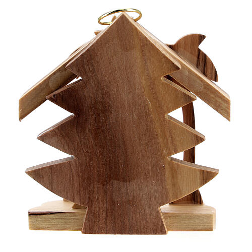 Adorno árvore de Natal silhueta Sagrada Família madeira de oliveira de Belém 7 cm 4
