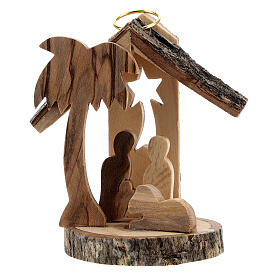 Ozdoba choinkowa drewno oliwne, Scena narodzin Jezusa mini 6 cm
