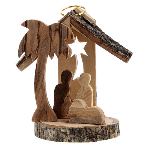 Ozdoba choinkowa drewno oliwne, Scena narodzin Jezusa mini 6 cm 1