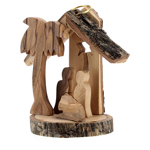 Ozdoba choinkowa drewno oliwne, Scena narodzin Jezusa mini 6 cm 2