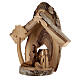 Trunk Nativity Scene stable with 4 cm Holy Family Bethlehem olive wood 15x15x5 cm s2