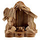 Olive wood stable 10x10x5 cm with 4 cm Holy Family ox and donkey s1