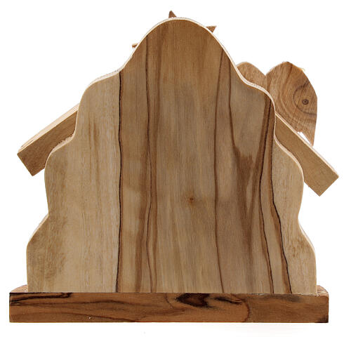 Capanna Sacra Famiglia 4 cm bue asinello legno ulivo 10x10x5 cm 4