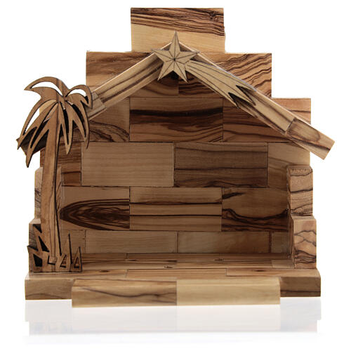 Krippenhütte aus Olivenholz zweidimensional Stil Bethlehem, 5 cm 4