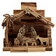 Cabane Nativité santons bidimensionnels 5 cm bois olivier Bethléem s1