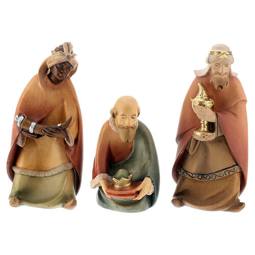 Os Três Reis Magos presépio madeira Val Gardena estilizado com figuras altura média 14 cm 1