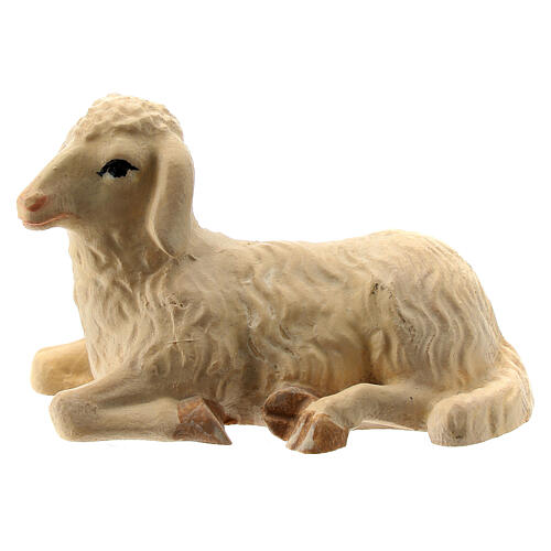Liegendes Schaf aus Holz für Krippe von 14 cm, Grödnertal 1