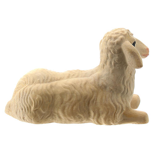 Liegendes Schaf aus Holz für Krippe von 14 cm, Grödnertal 2