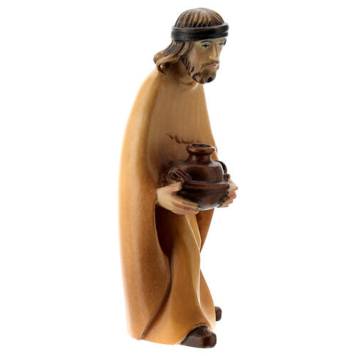 Pastor com ânfora para presépio madeira Val Gardena estilizado com figuras altura média 14 cm 3