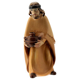 Shepherd with jar for stylized Nativity Scene 14 cm Val Gardena wood