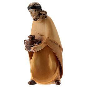 Shepherd with jar for stylized Nativity Scene 14 cm Val Gardena wood