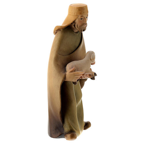 Pastor com cordeiro nas mãos para presépio madeira Val Gardena estilizado com figuras altura média 14 cm 3
