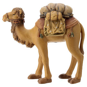 Camelo selado para presépio madeira Val Gardena estilizado com figuras altura média 14 cm