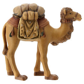 Camelo selado para presépio madeira Val Gardena estilizado com figuras altura média 14 cm