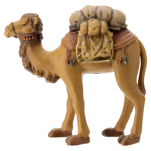 Camelo selado para presépio madeira Val Gardena estilizado com figuras altura média 14 cm 1