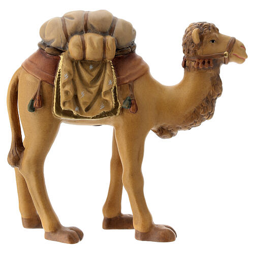 Camelo selado para presépio madeira Val Gardena estilizado com figuras altura média 14 cm 2