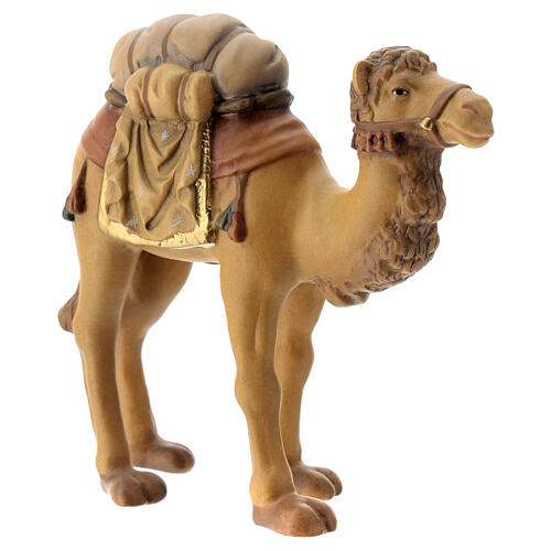 Camelo selado para presépio madeira Val Gardena estilizado com figuras altura média 14 cm 4
