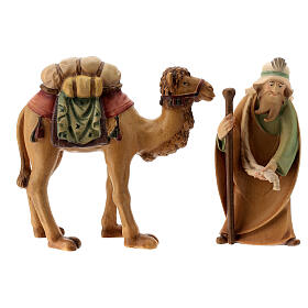 Camelo com cameleiro para presépio madeira Val Gardena estilizado com figuras altura média 14 cm