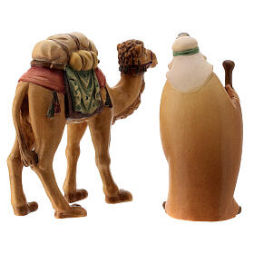 Camelo com cameleiro para presépio madeira Val Gardena estilizado com figuras altura média 14 cm