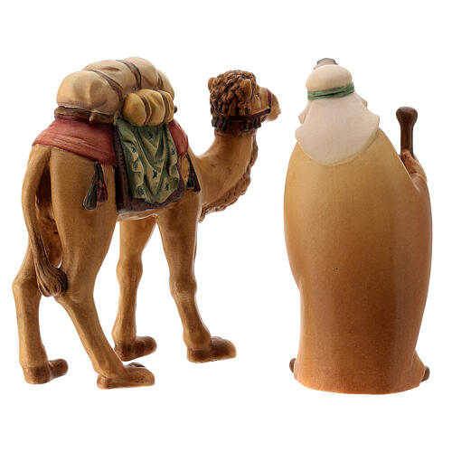 Camelo com cameleiro para presépio madeira Val Gardena estilizado com figuras altura média 14 cm 2