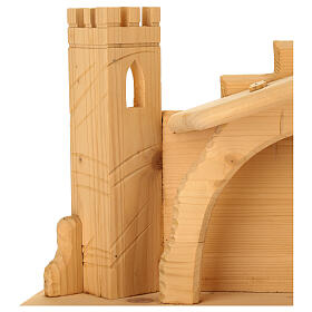 Stylised Nativity hut 14 cm wooden tower Val Gardena 78x35x35 cm