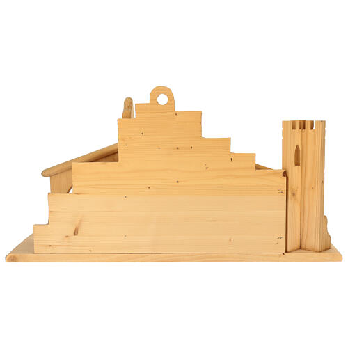 Cabaña belén estilizado 14 cm torre madera 80x35x35 Val Gardena 6