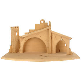 Capanna presepe stilizzato 14 cm torre legno 80x35x35 Val Gardena