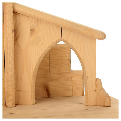 Stable for stylized Nativity Scene 14 cm with tower 80x35x35 cm Val Gardena wood 4