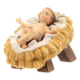 Enfant Jésus avec mangeoire crèche Raphaël 15 cm bois Val Gardena