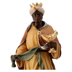 Rei Mago negro com incenso presépio madeira Val Gardena Raffaello com figuras altura média 15 cm