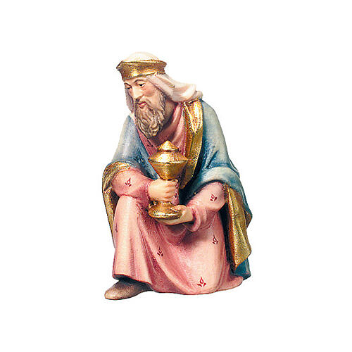 Heiliger König aus Holz für 15 cm hohe Raffaello-Krippe, Grödnertal 1