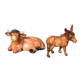 Ox and donkey for "Raphael" Nativity Scene of 15 cm Val Gardena wood