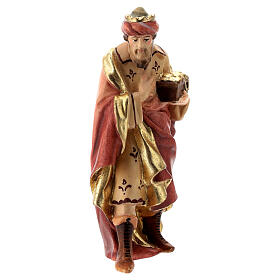 Rei Mago com ouro para presépio madeira Val Gardena Raffaello com figuras altura média 12 cm