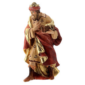 Rei Mago com ouro para presépio madeira Val Gardena Raffaello com figuras altura média 12 cm