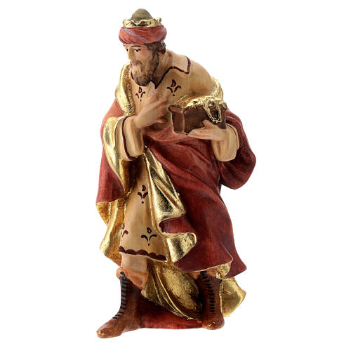 Rei Mago com ouro para presépio madeira Val Gardena Raffaello com figuras altura média 12 cm 2