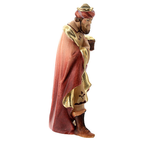 Rei Mago com ouro para presépio madeira Val Gardena Raffaello com figuras altura média 12 cm 3