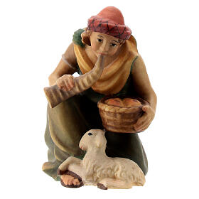 Shepherd with horn 12 cm Nativity Scene "Raphael" model Val Gardena