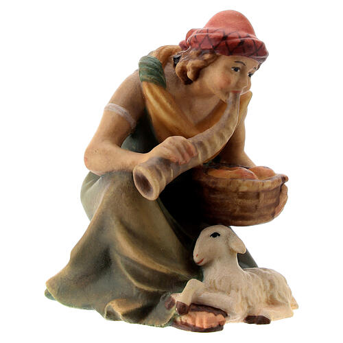 Shepherd with horn 12 cm Nativity Scene "Raphael" model Val Gardena 3