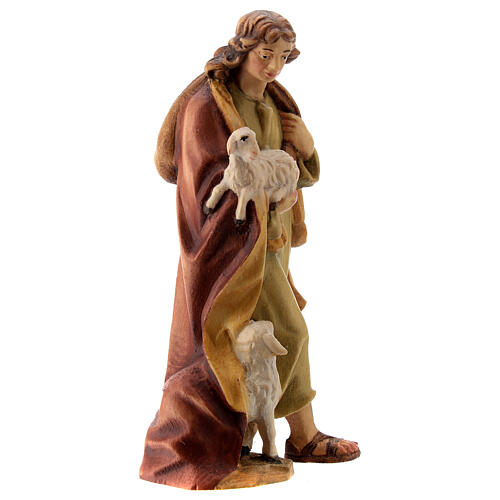 Giovane pastore con agnelli presepe Raffaello 12 cm Valgardena 3