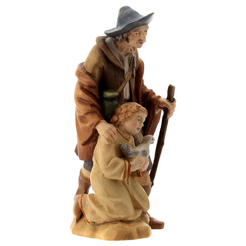 Pastor com menino para presépio madeira Val Gardena Raffaello com figuras altura média 12 cm 3