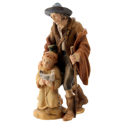 Shepherd with child 12 cm Nativity Scene "Raphael" model Val Gardena 2