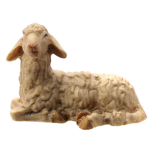 Schaf liegend aus Holz für 12 cm hohe Raffaello-Krippe, Grödnertal 1