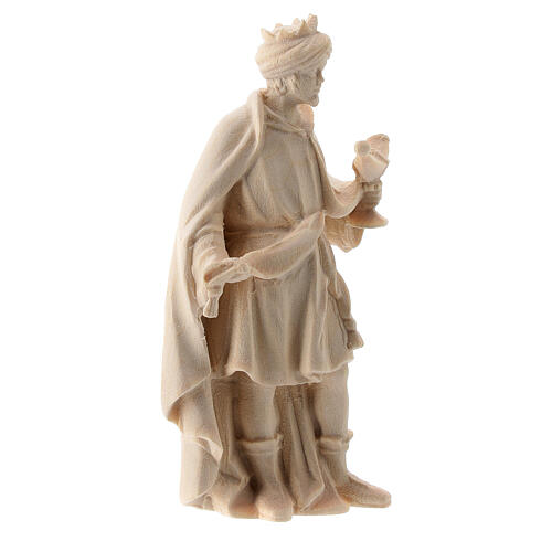 Rei Mago africano figura madeira natural para presépio Val Gardena Raffaello com personagens altura média 10 cm 3