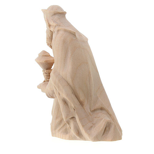 Rei Mago ajoelhado figura madeira natural para presépio Val Gardena Raffaello com personagens altura média 10 cm 5