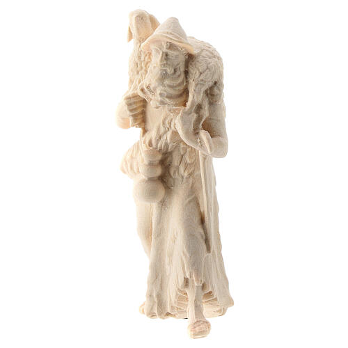 Pastor carregando ovelha nos ombros para presépio madeira natural Val Gardena Raffaello com figuras altura média 10 cm 1