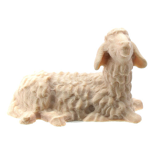 Mouton assis tête à droite crèche Raphaël naturelle 10 cm Val Gardena 1