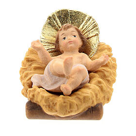 Bambino Gesù e culla legno Val Gardena presepe Matteo 12 cm