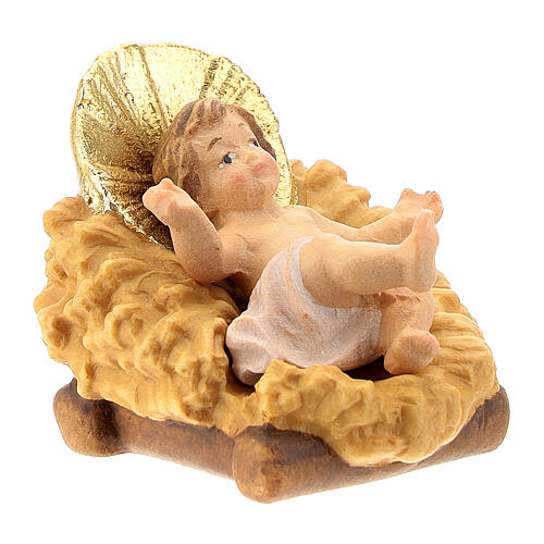 Bambino Gesù e culla legno Val Gardena presepe Matteo 12 cm 3