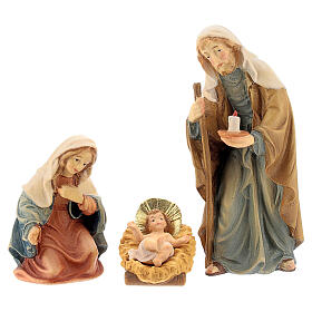 Sagrada Família para presépio Val Gardena Matteo madeira pintada com figuras altura média 12 cm