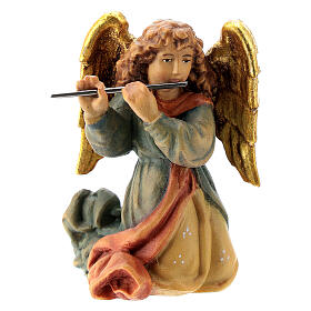 Anjo tocando flauta figura madeira para presépio Val Gardena Matteo com personagens altura média 12 cm